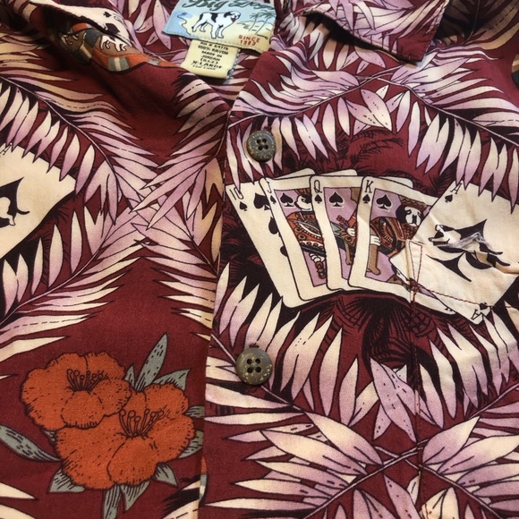 Vintage Big Dogs Hawaiian Shirt Big Dogs Play to Win Poker Hand Men’s XL - Picture 4 of 13